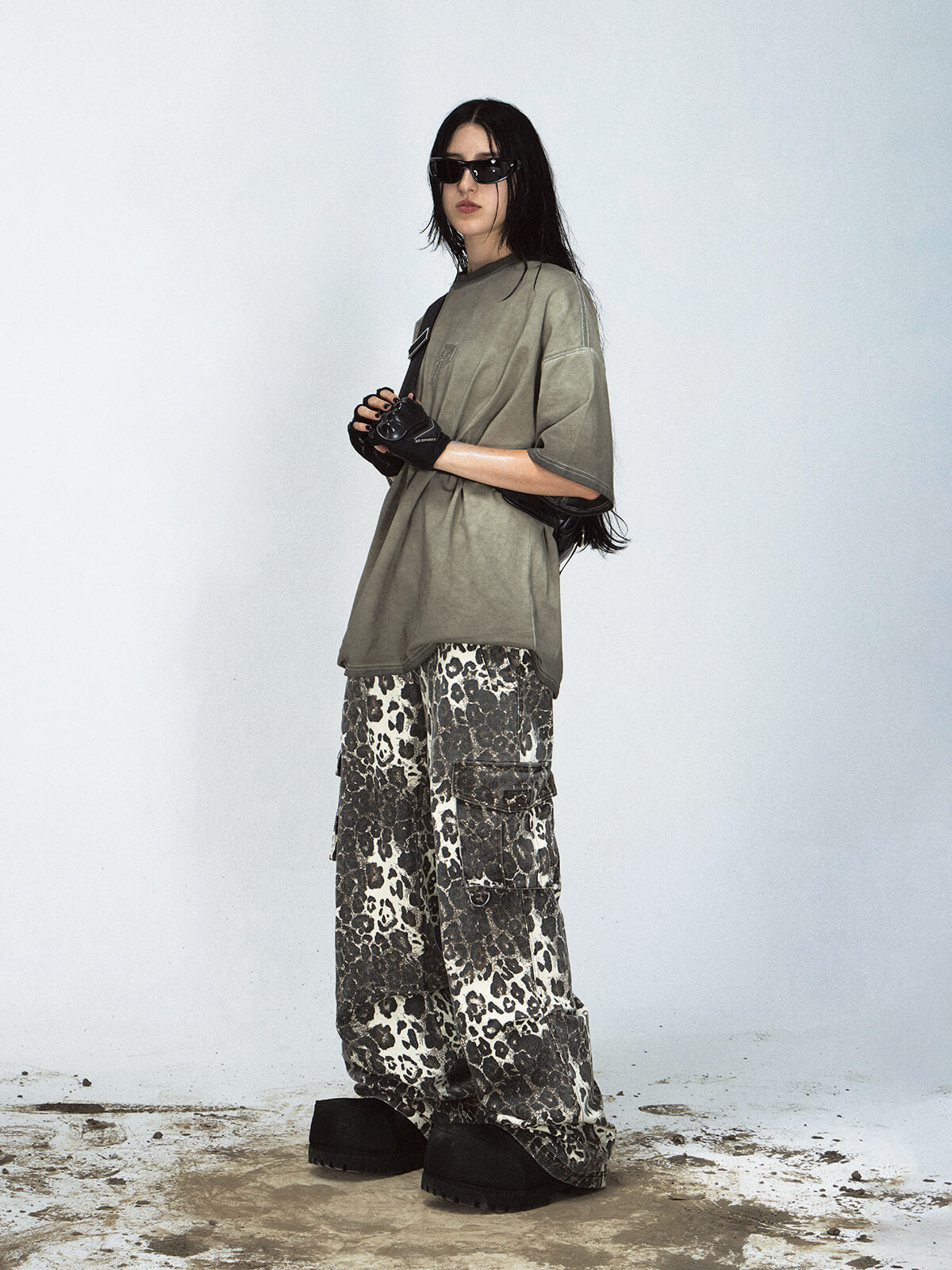 Peoplesense Abstract Leopard Print Cargo Pants