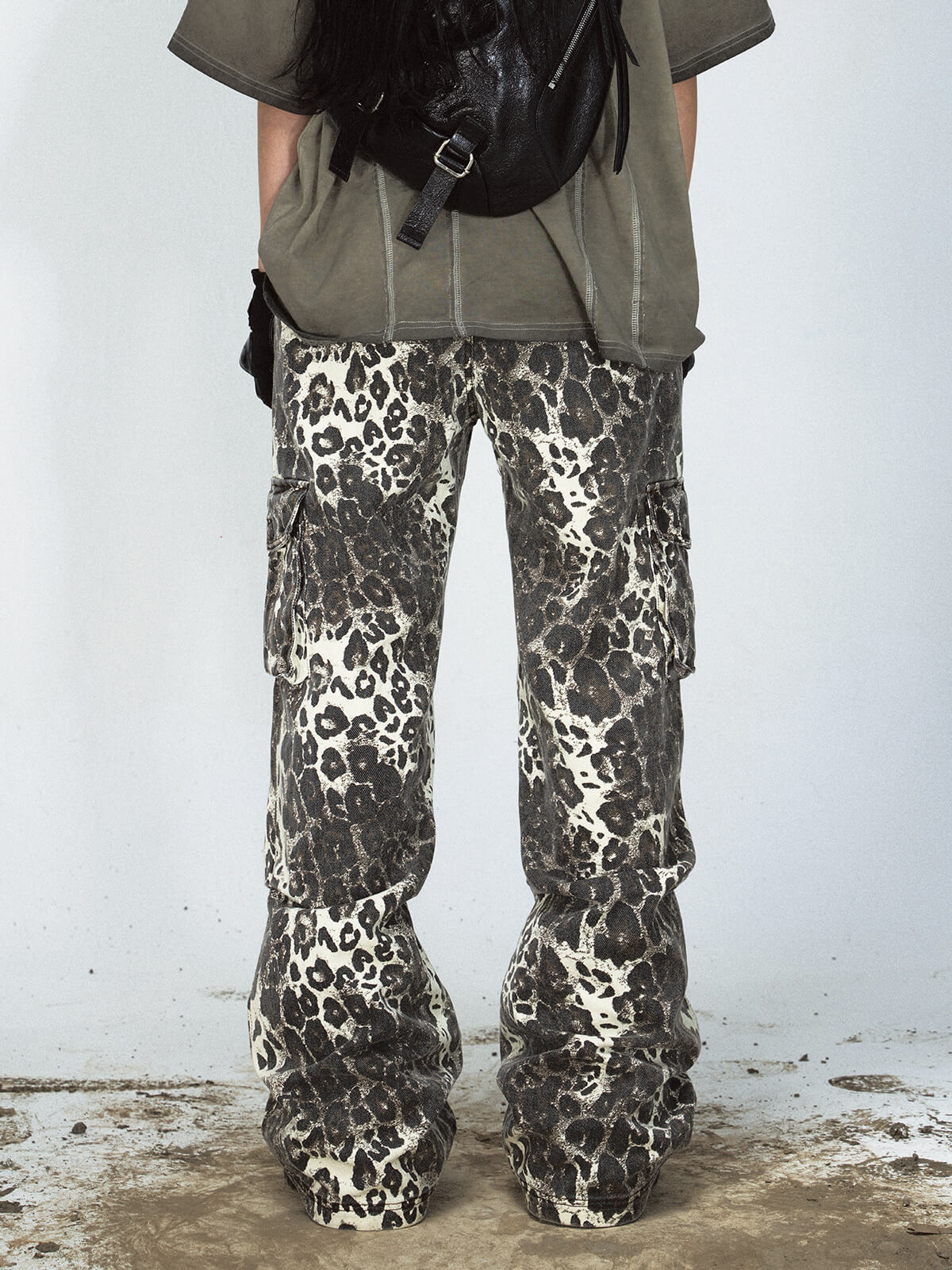 Peoplesense Abstract Leopard Print Cargo Pants