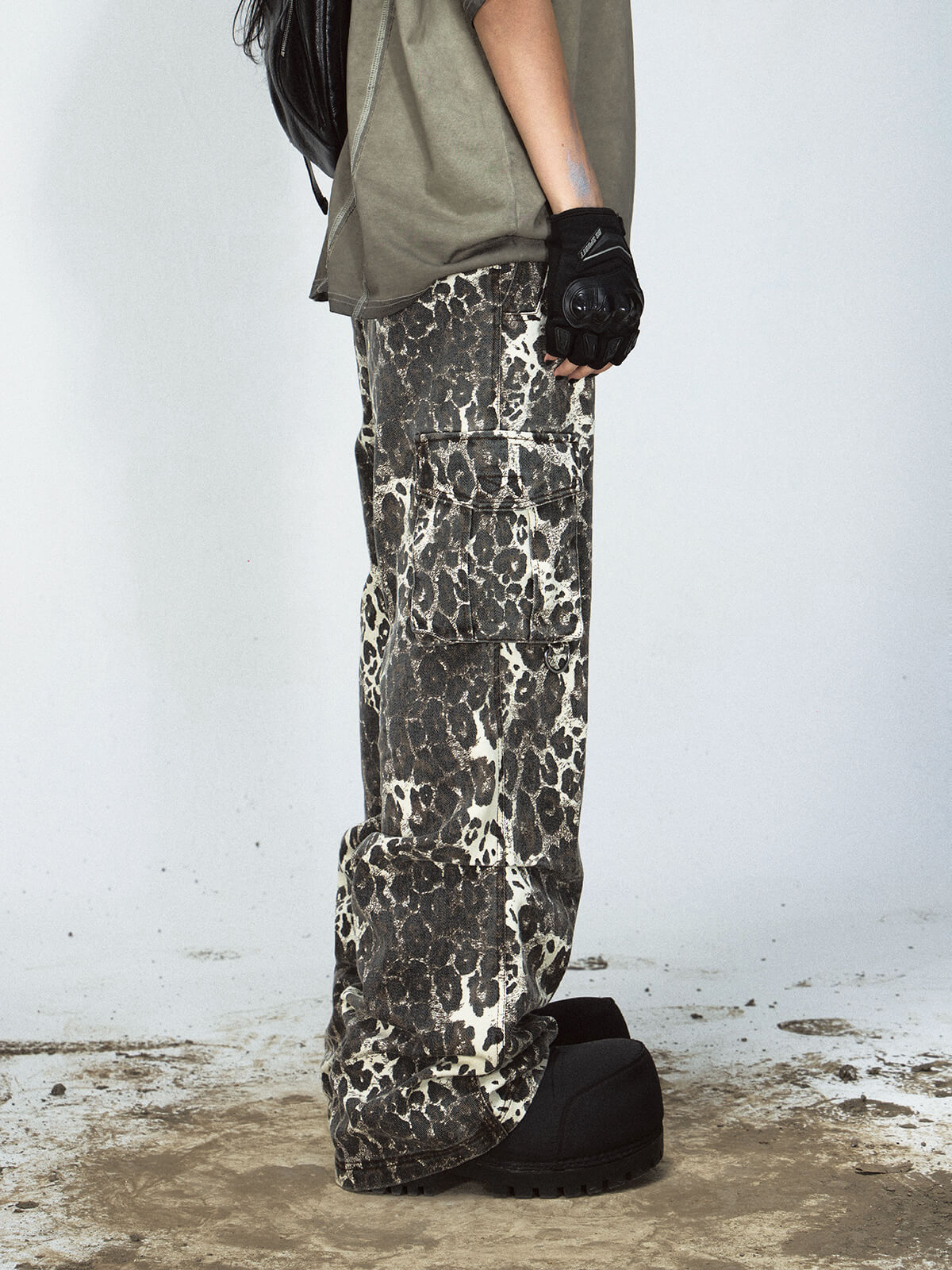Peoplesense Abstract Leopard Print Cargo Pants