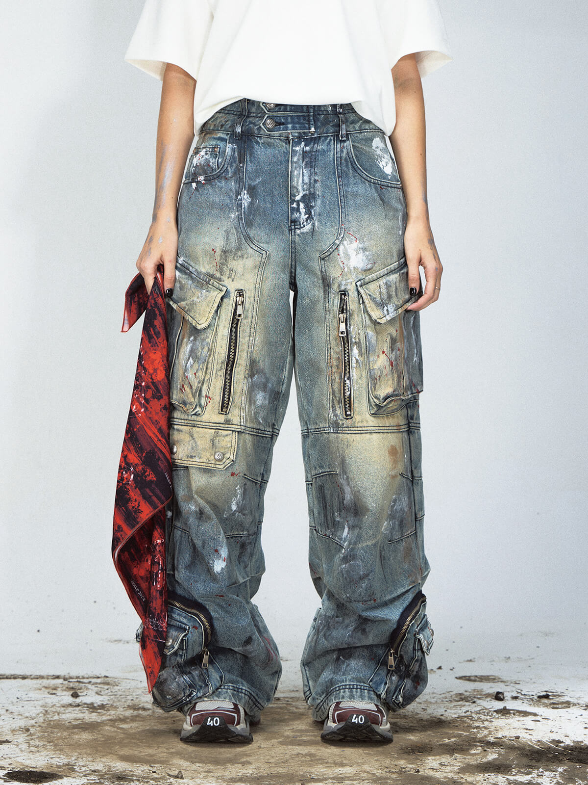 Peoplesense Paint Splatter Ripped Jeans