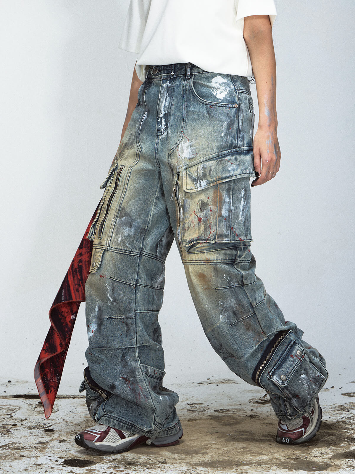 Peoplesense Paint Splatter Ripped Jeans