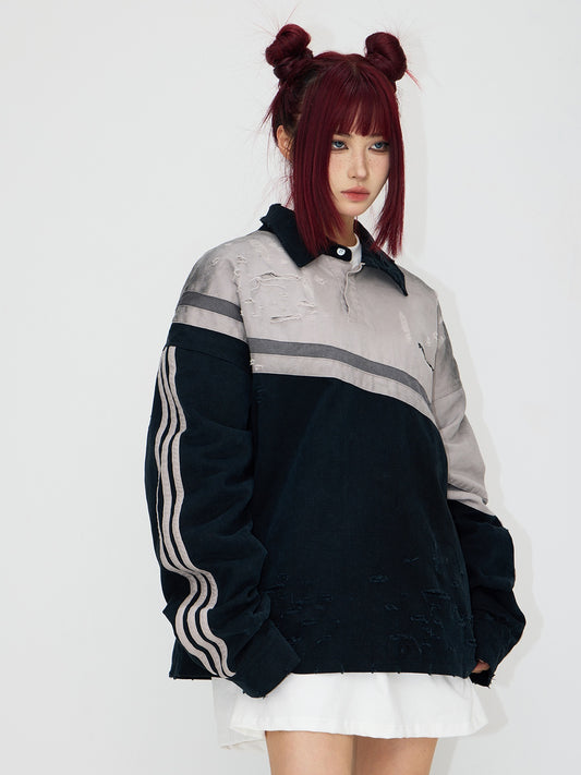 Peoplesense Hand-brushed Polo Oversized Sweatshirt