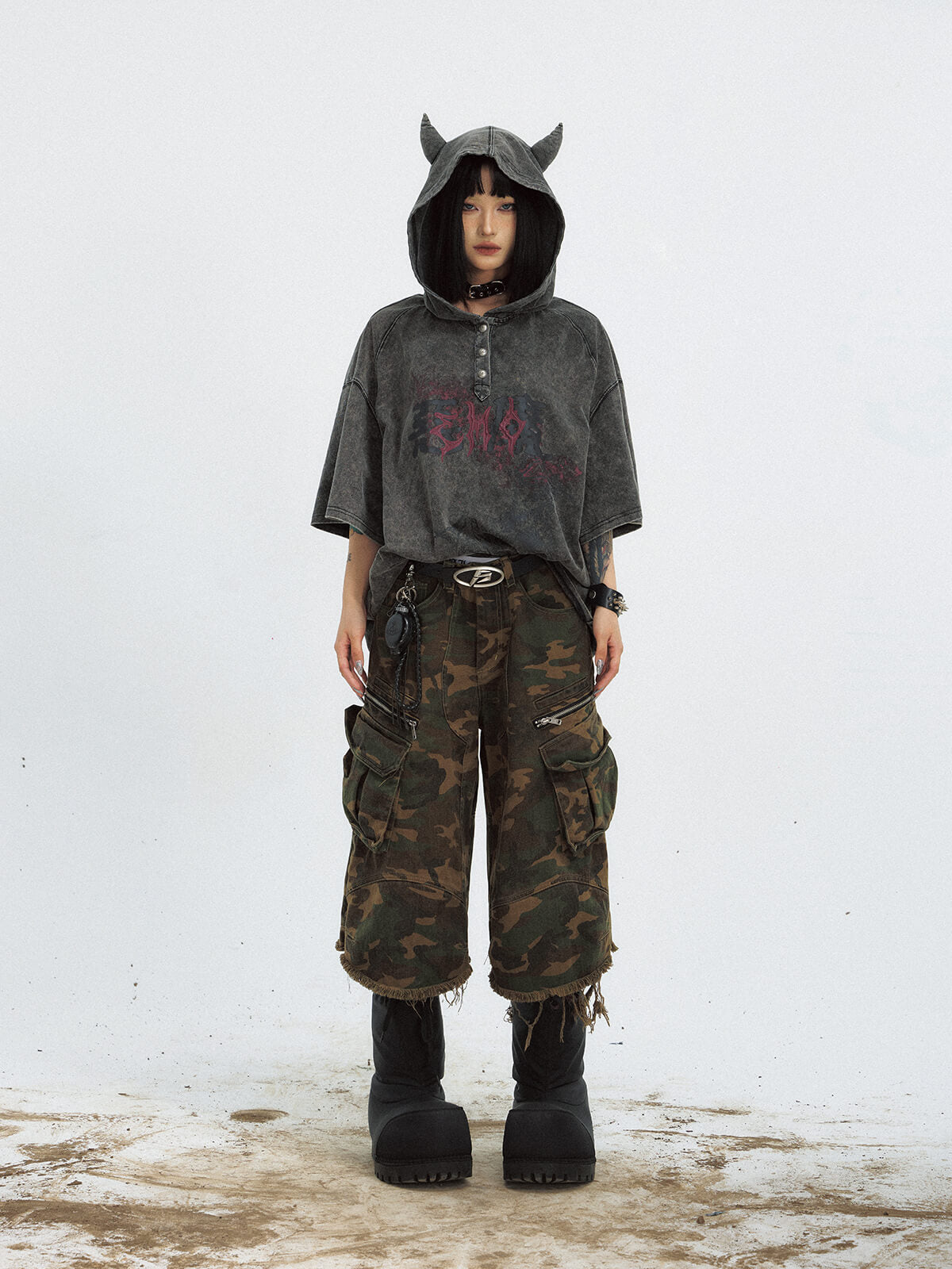 Peoplesense Vintage Little Devil Hooded T-Shirt