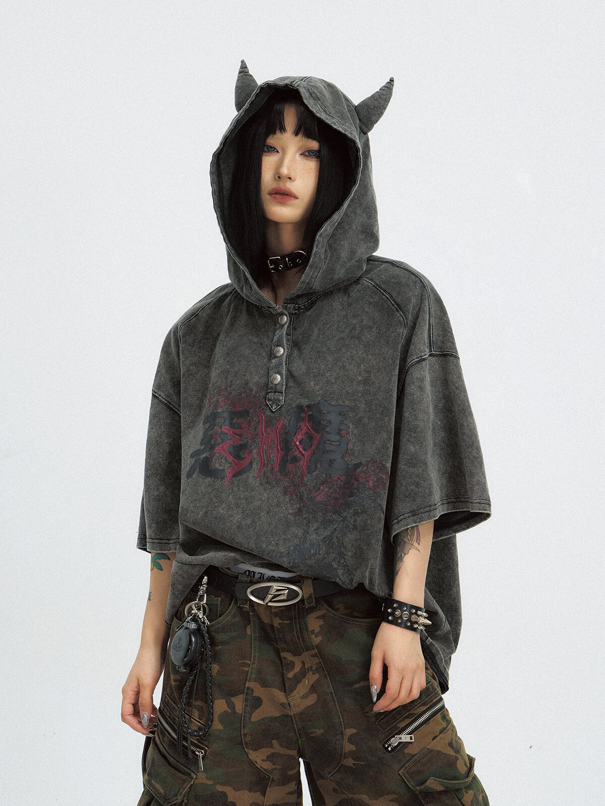 Peoplesense Vintage Little Devil Hooded T-Shirt