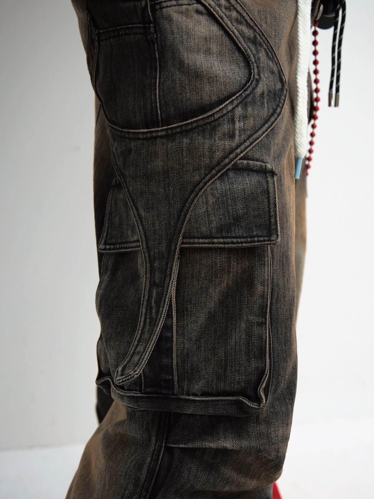 Peoplesense Mud-Dyed Pleated Wide Leg Jeans