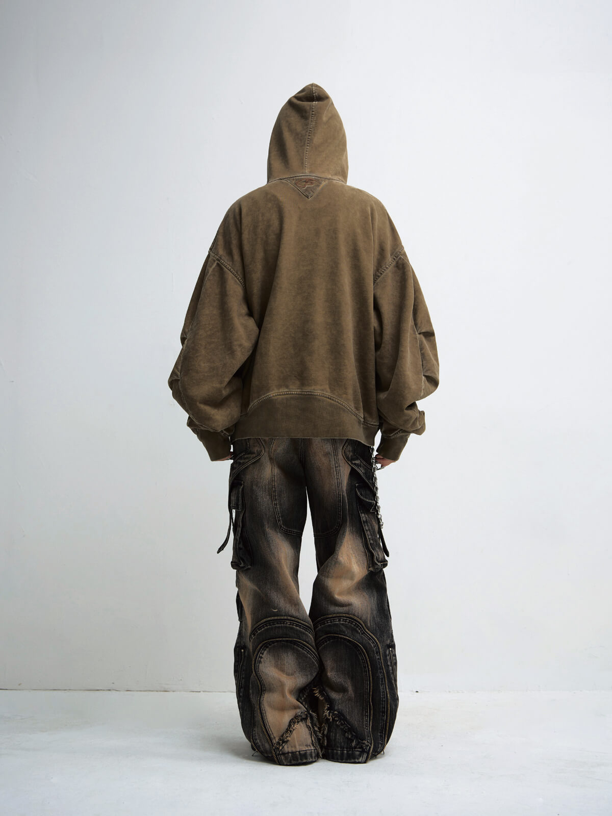 Peoplesense Mud-Dyed Pleated Wide Leg Jeans