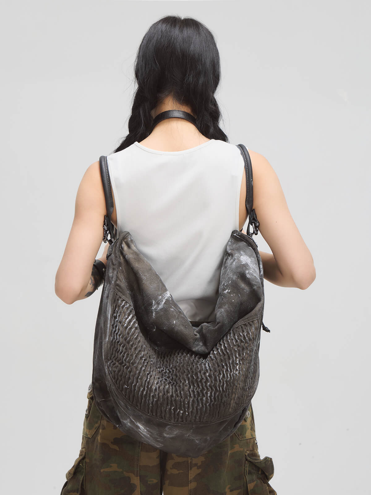 Peoplesense Punk Vintage Dirty Dyed Tote Bag