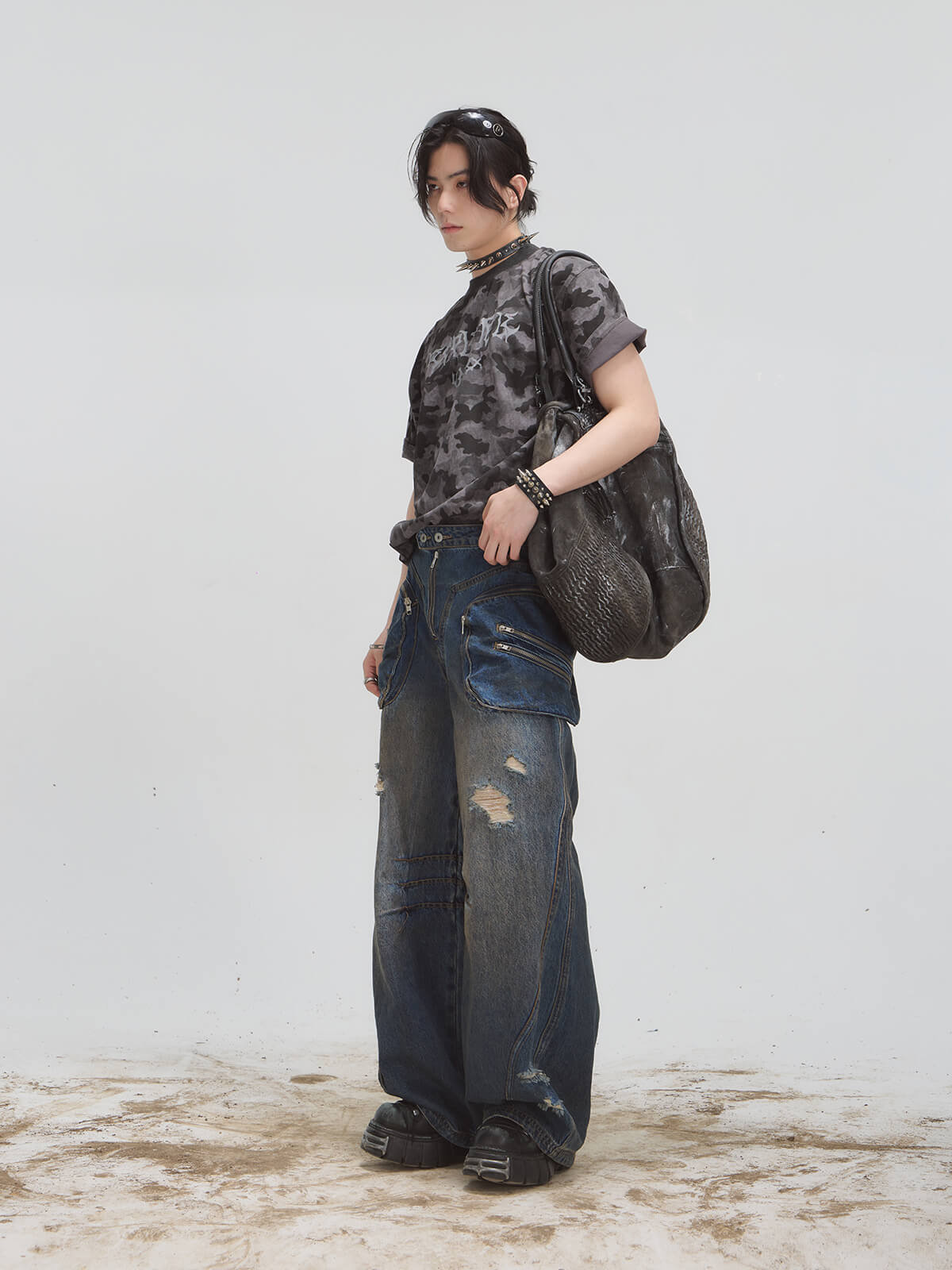 Peoplesense Punk Vintage Dirty Dyed Tote Bag