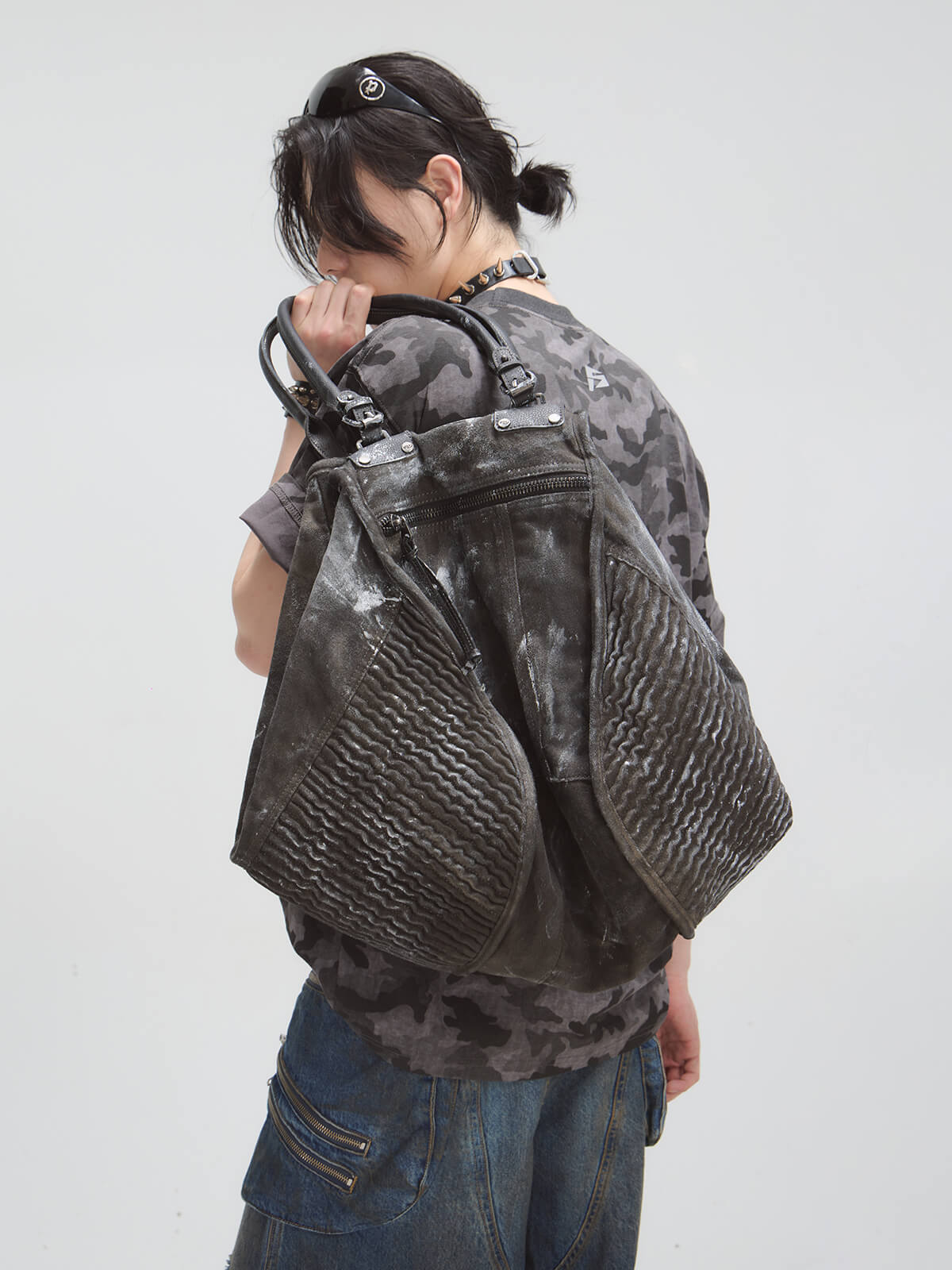 Peoplesense Punk Vintage Dirty Dyed Tote Bag