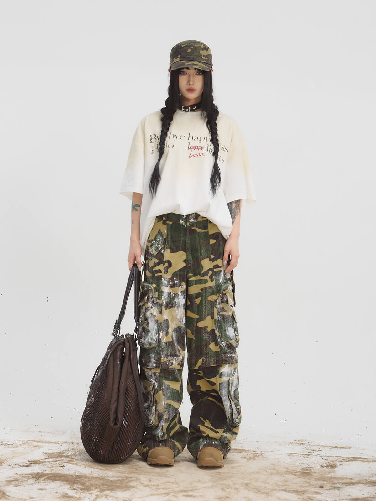 Peoplesense Punk Vintage Dirty Dyed Tote Bag