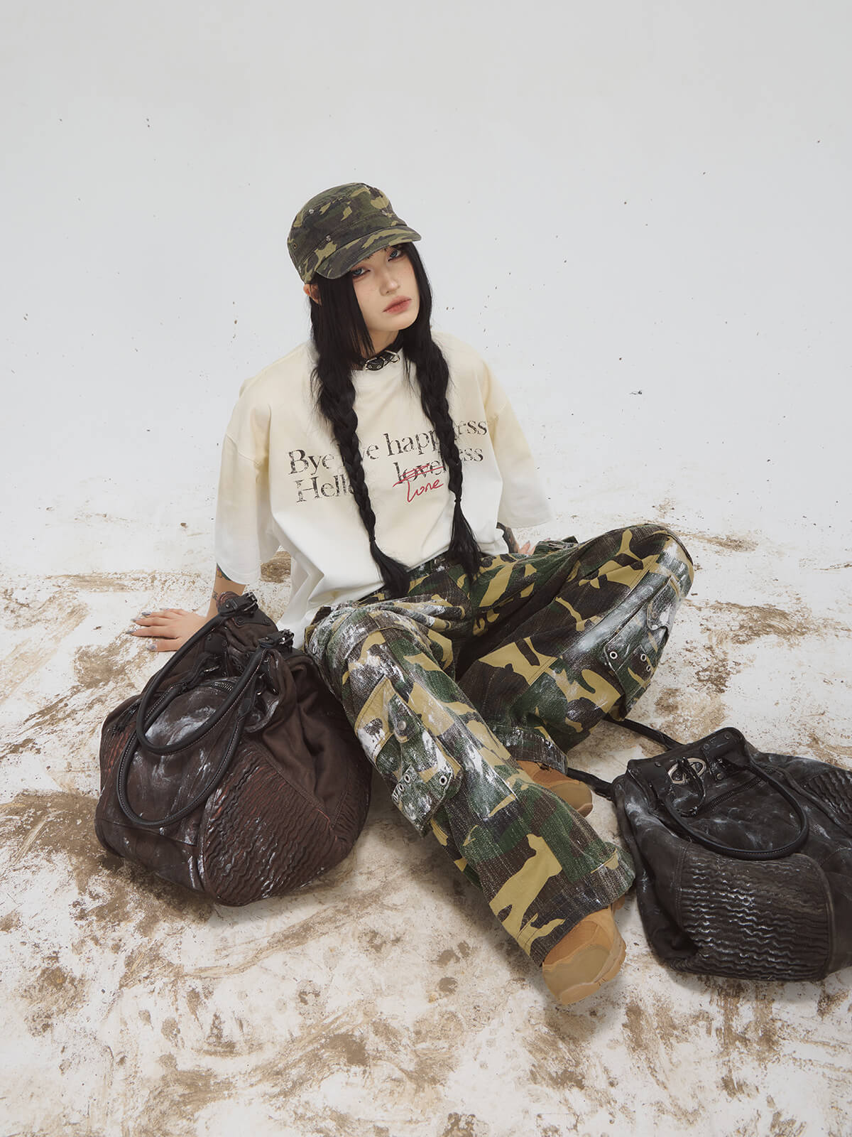 Peoplesense Punk Vintage Dirty Dyed Tote Bag