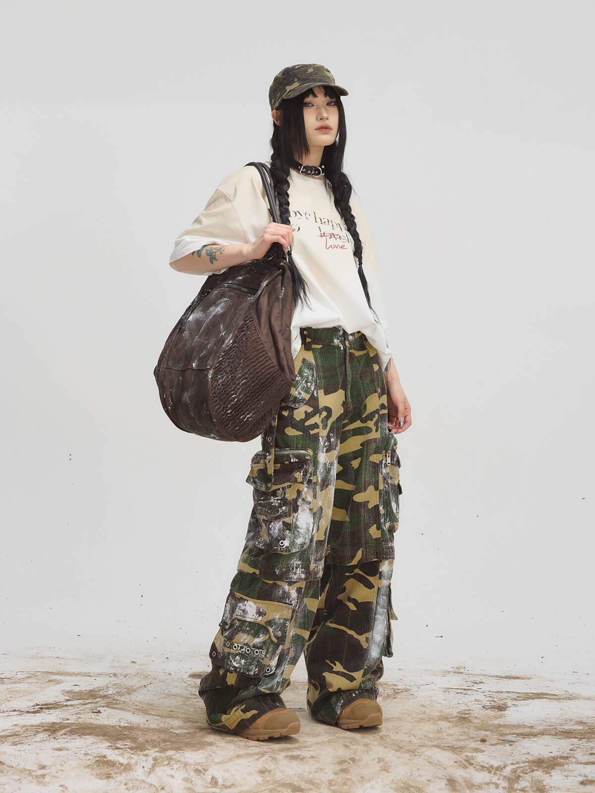 Peoplesense Punk Vintage Dirty Dyed Tote Bag