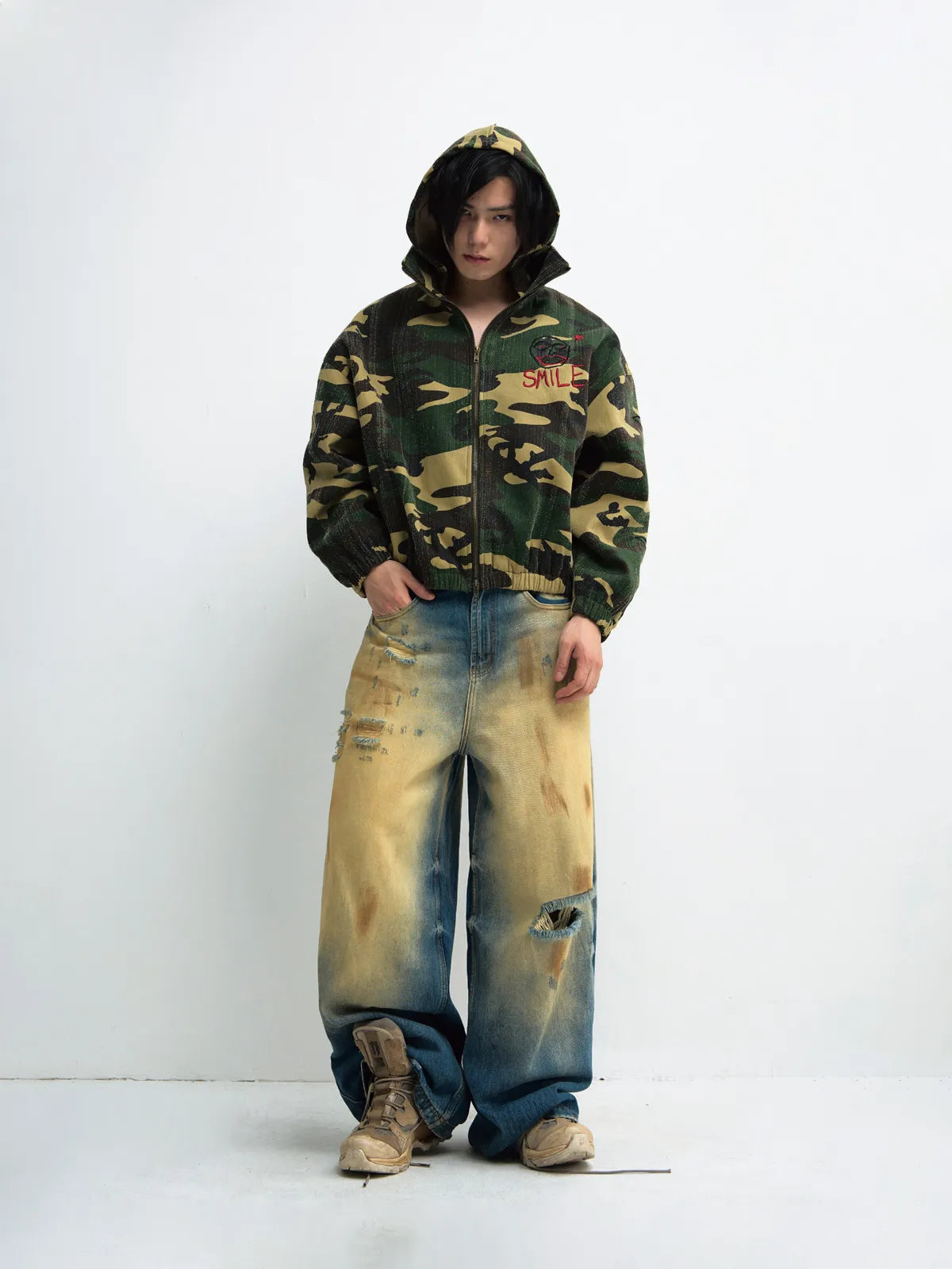 Peoplesense Punk Camouflage Hooded Jacket