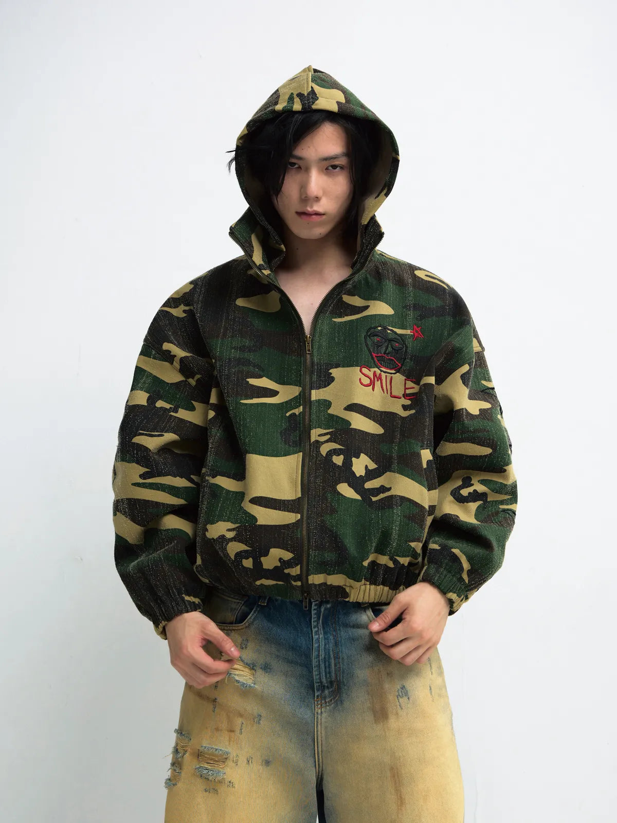 Peoplesense Punk Camouflage Hooded Jacket