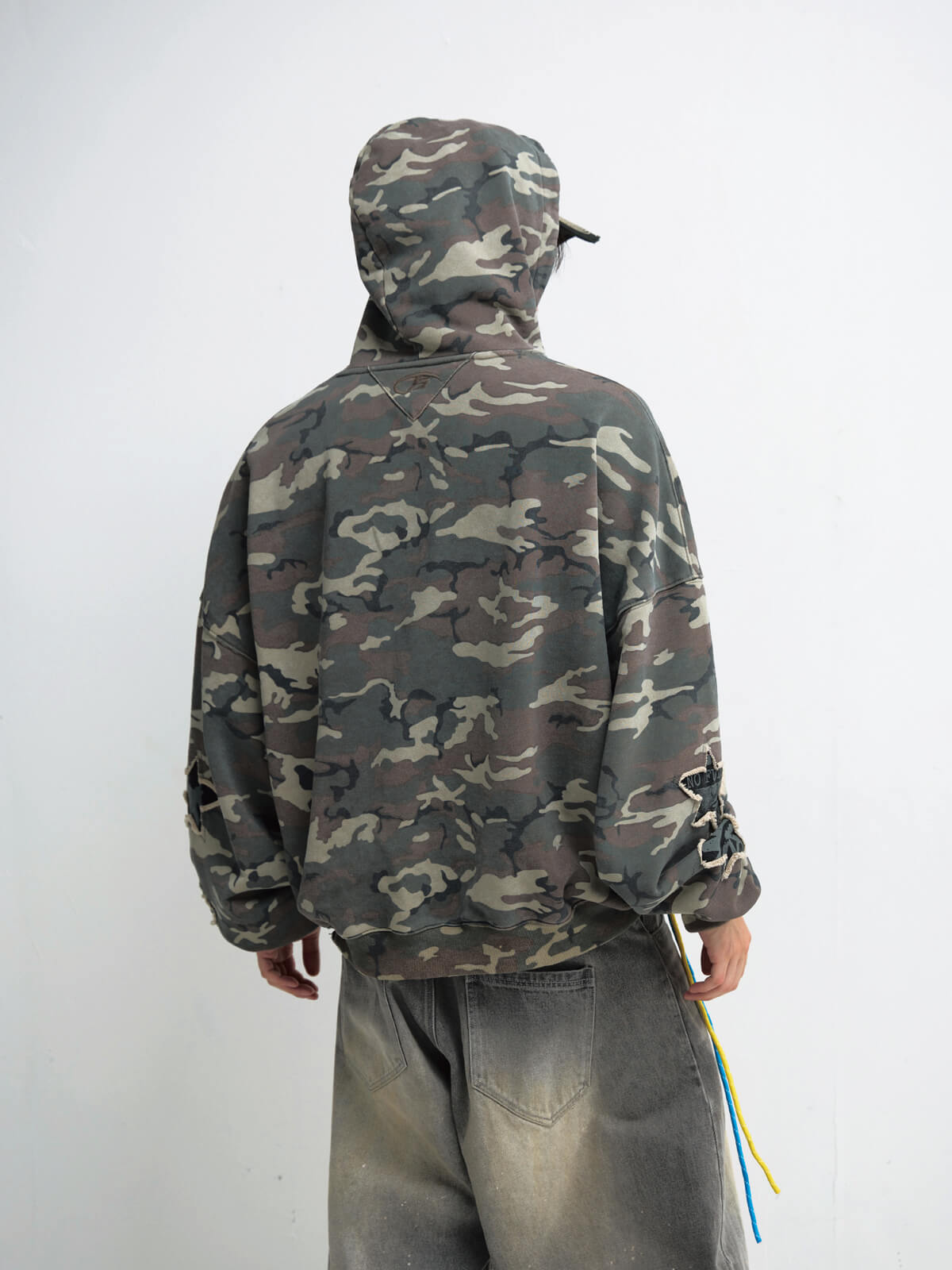 Peoplesense Vintage Camouflage Embroidered Hoodie