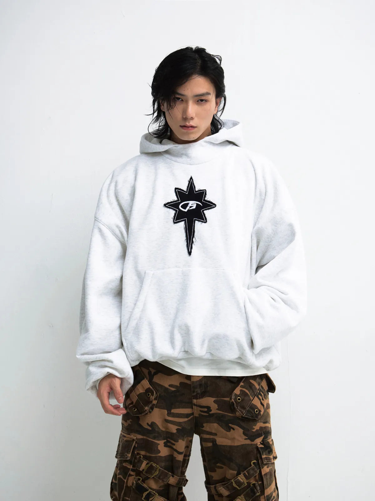 Embroidered oversized hoodie hotsell