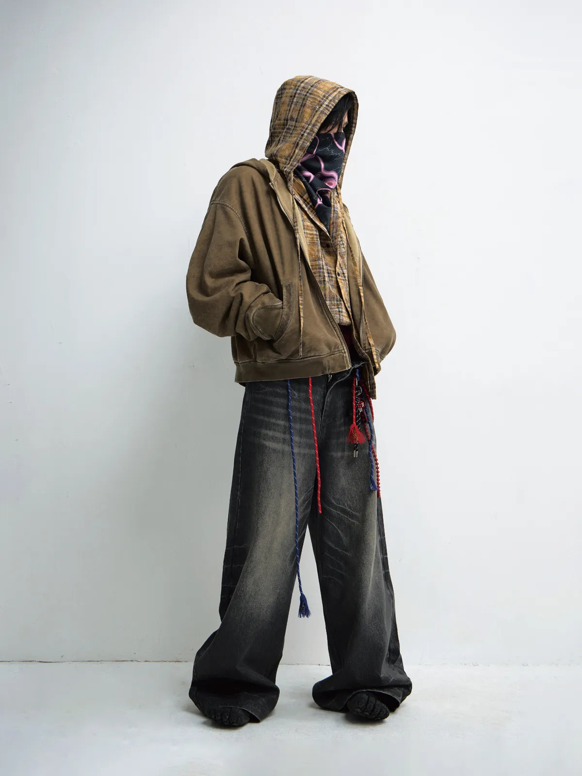 Peoplesense Vintage Knit Zip Up Hoodie Brown