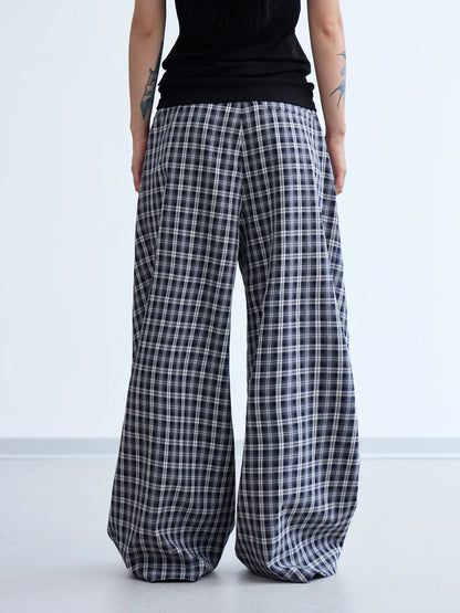 Peoplesense  Curved Plaid Relaxed Trousers