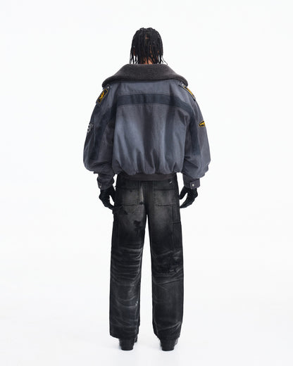 Peoplesense Distressed Patchwork Short Utility Coat