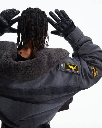 Peoplesense Distressed Patchwork Short Utility Coat