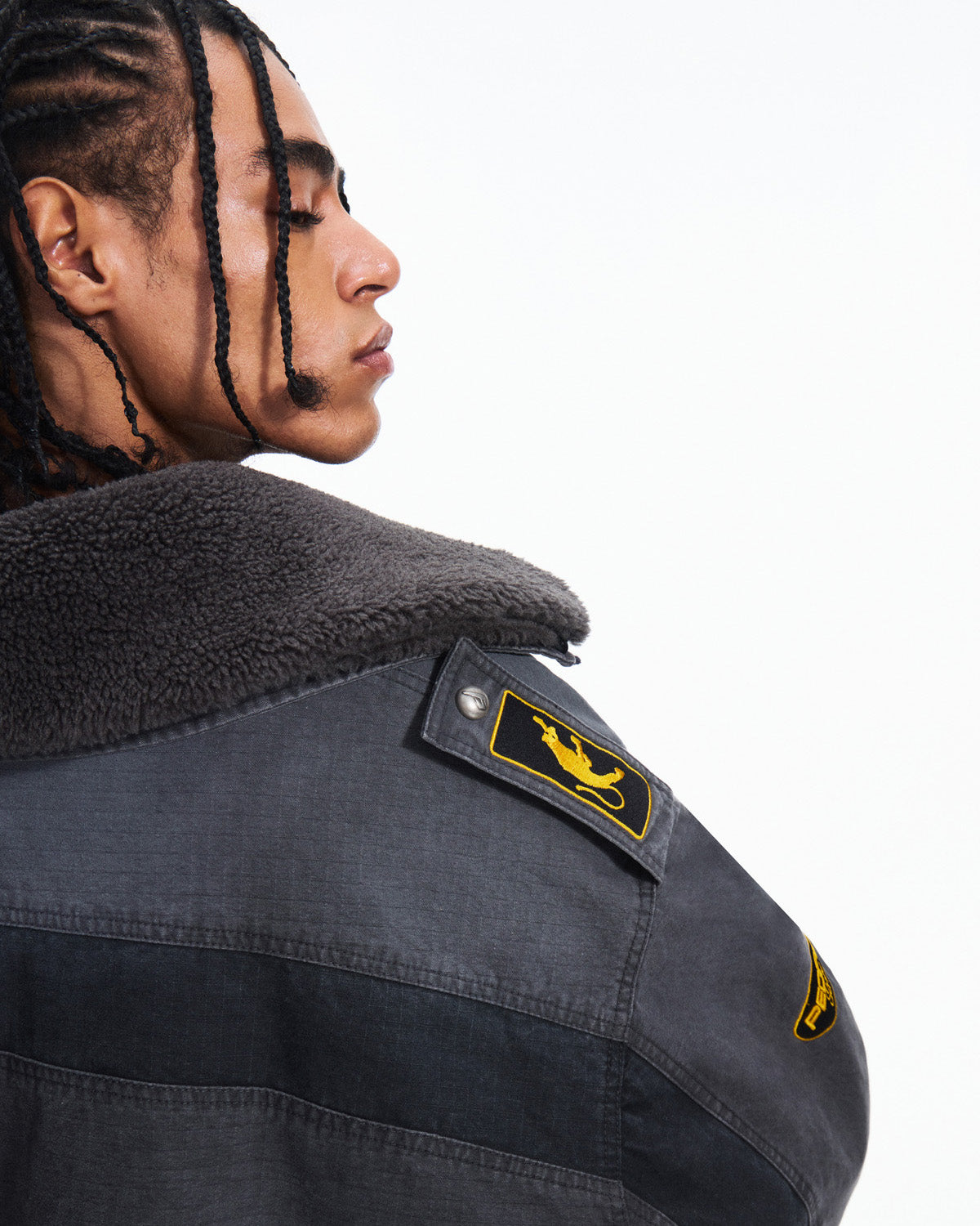 Peoplesense Distressed Patchwork Short Utility Coat