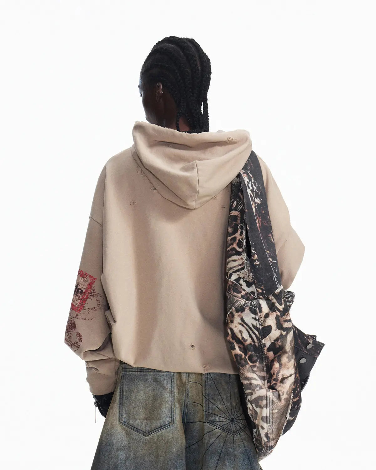 Peoplesense Fitted Contrast Print Short Hoodie