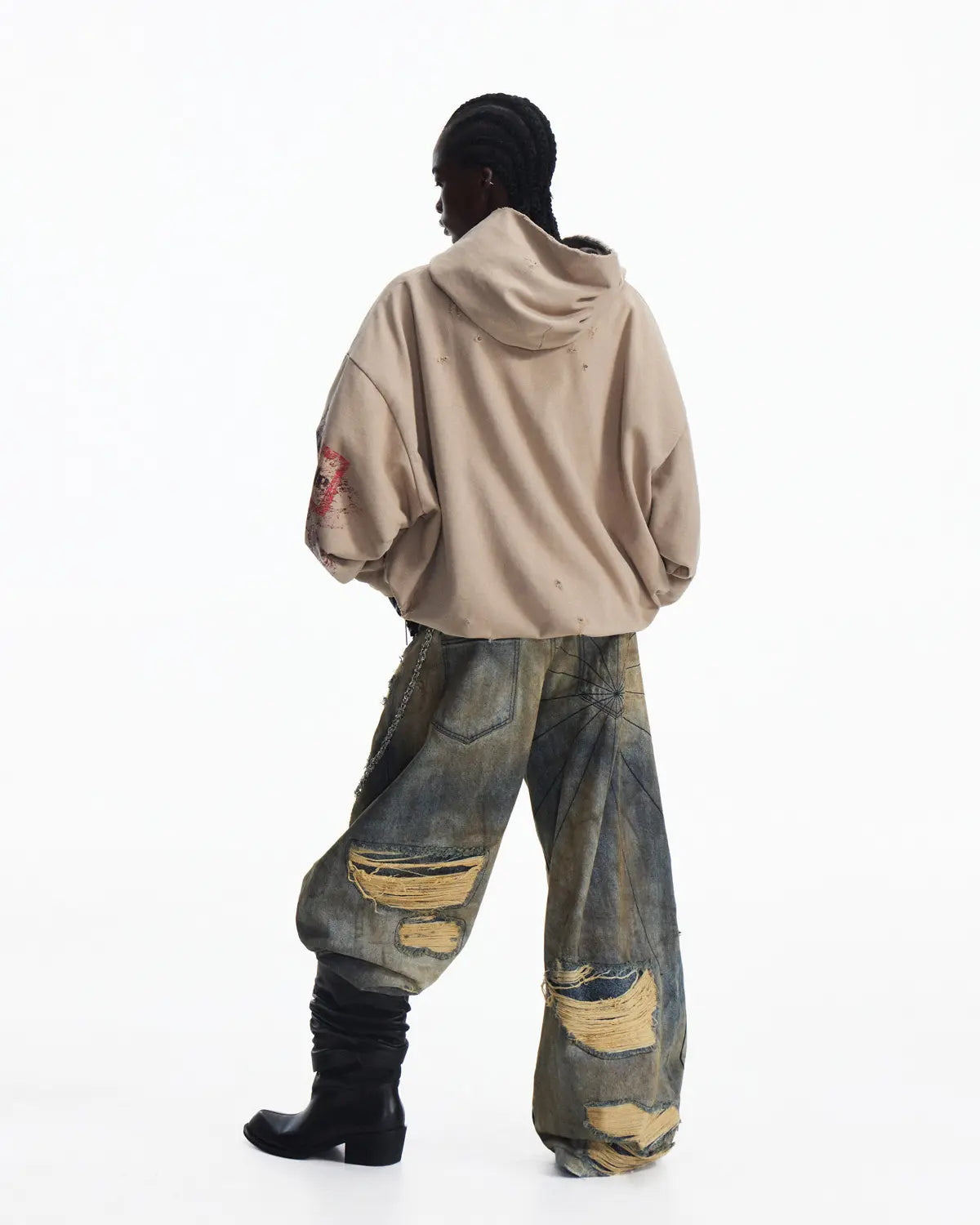 Peoplesense Fitted Contrast Print Short Hoodie