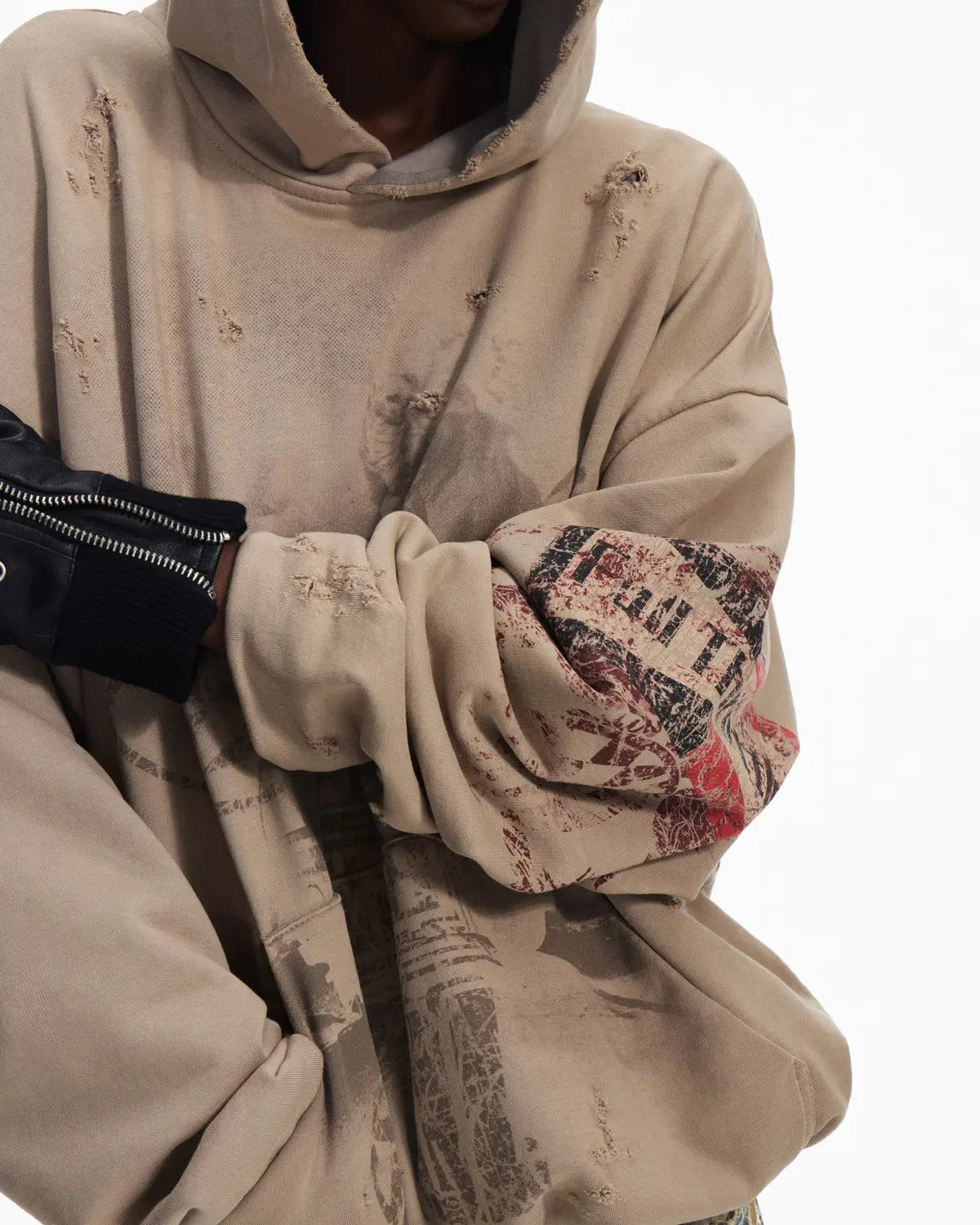 Peoplesense Fitted Contrast Print Short Hoodie