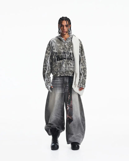Peoplesense Raw-Edge Leopard Print Hoodie