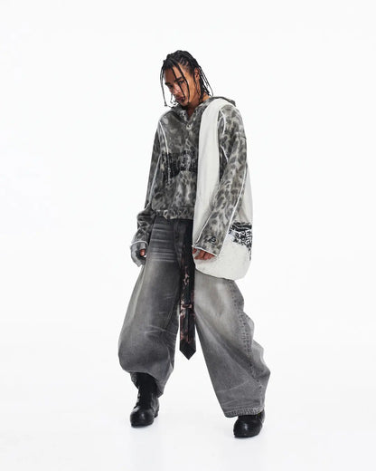 Peoplesense Raw-Edge Leopard Print Hoodie