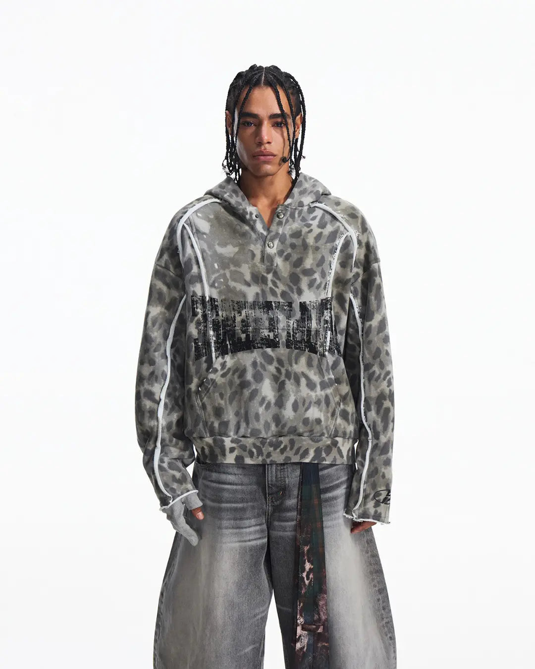 Peoplesense Raw-Edge Leopard Print Hoodie