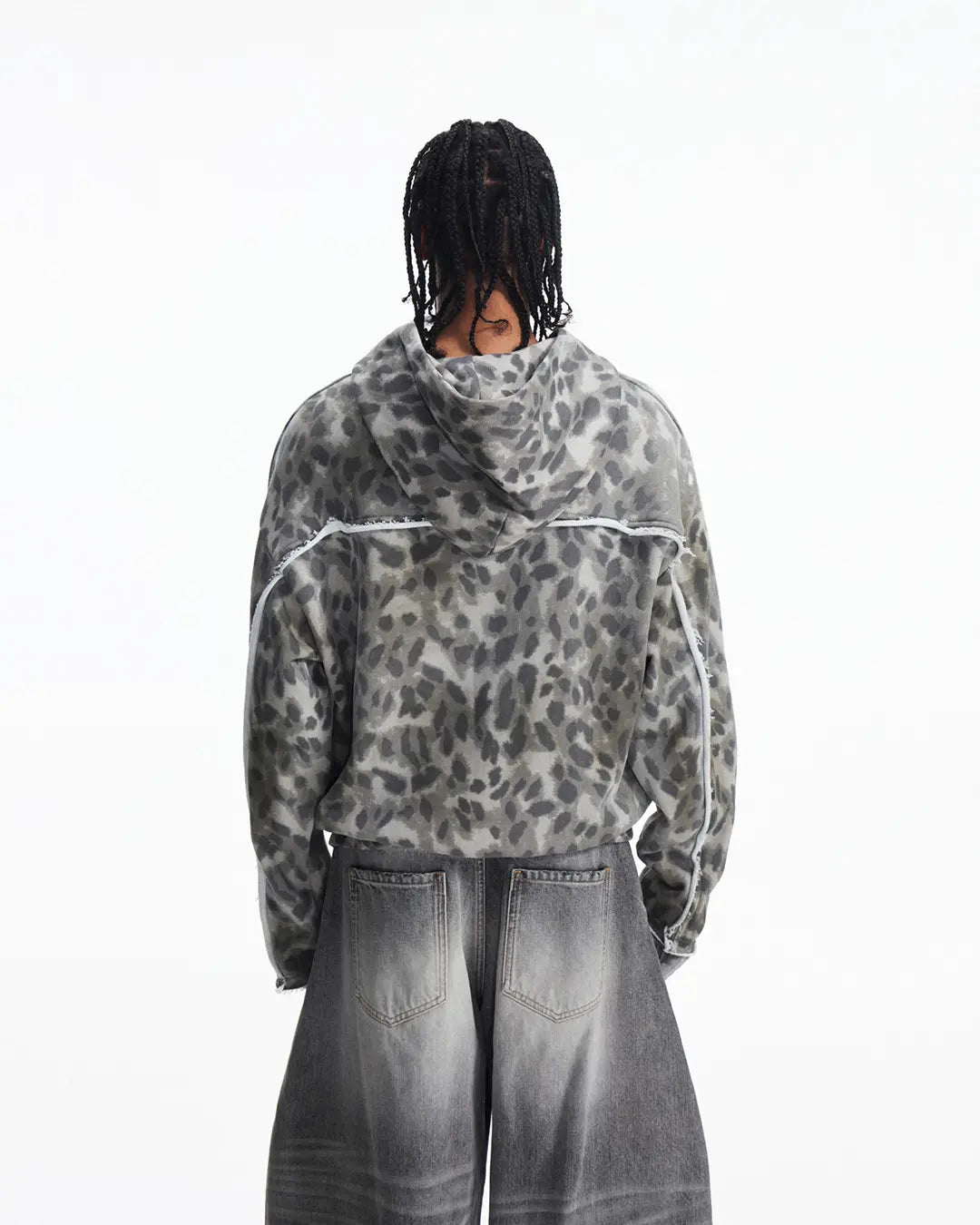 Peoplesense Raw-Edge Leopard Print Hoodie
