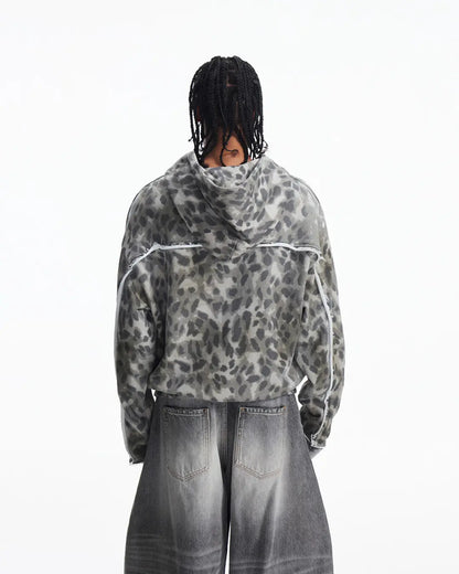 Peoplesense Raw-Edge Leopard Print Hoodie