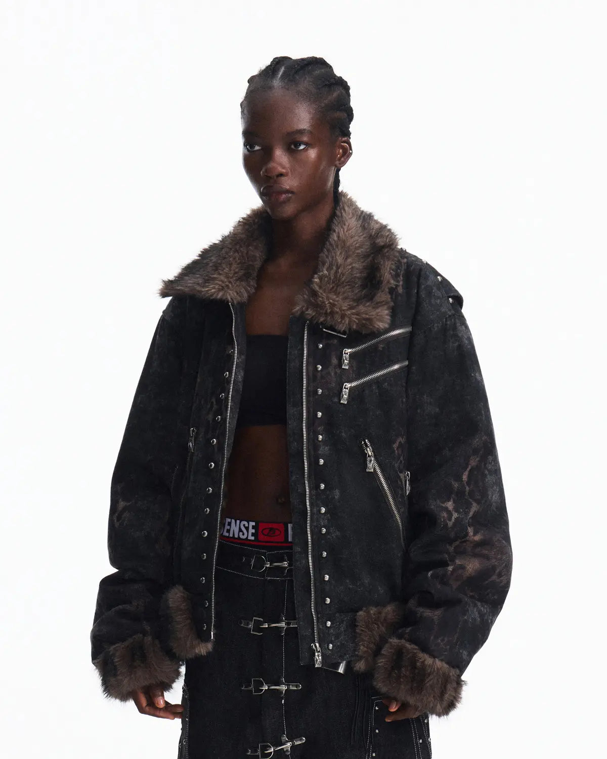 Peoplesense Faux Fur Leopard Print Bomber