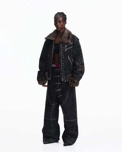 Peoplesense Faux Fur Leopard Print Bomber