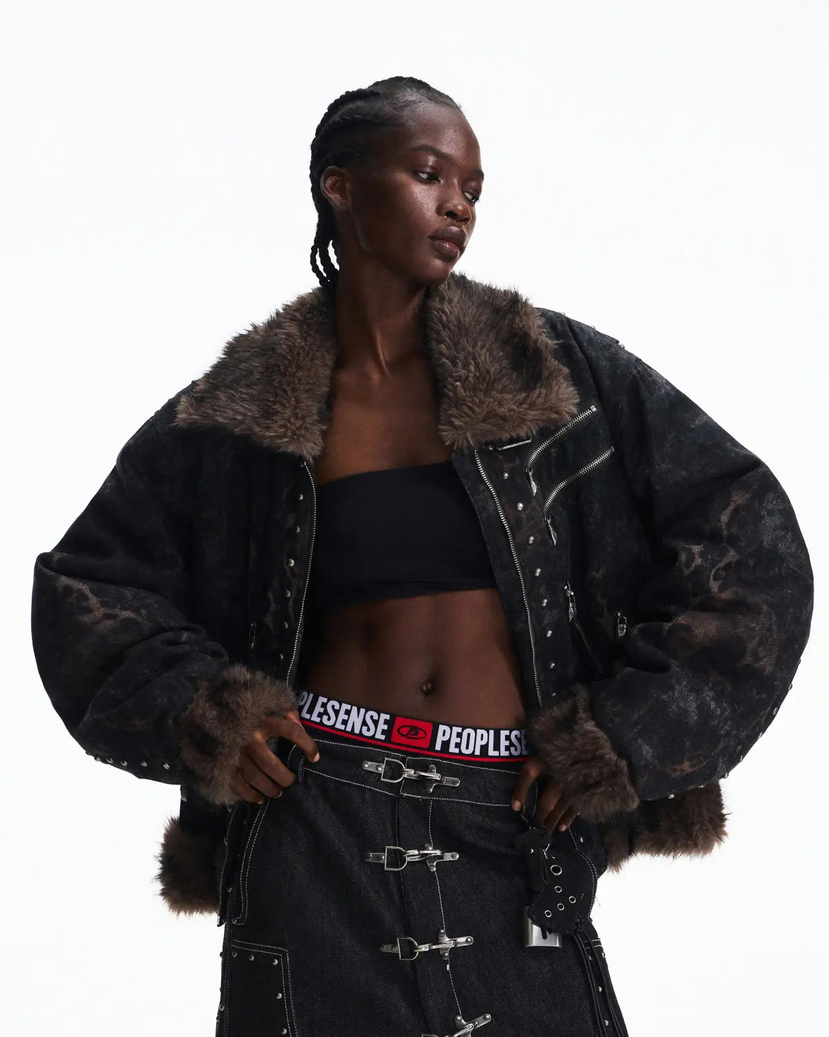 Peoplesense Faux Fur Leopard Print Bomber