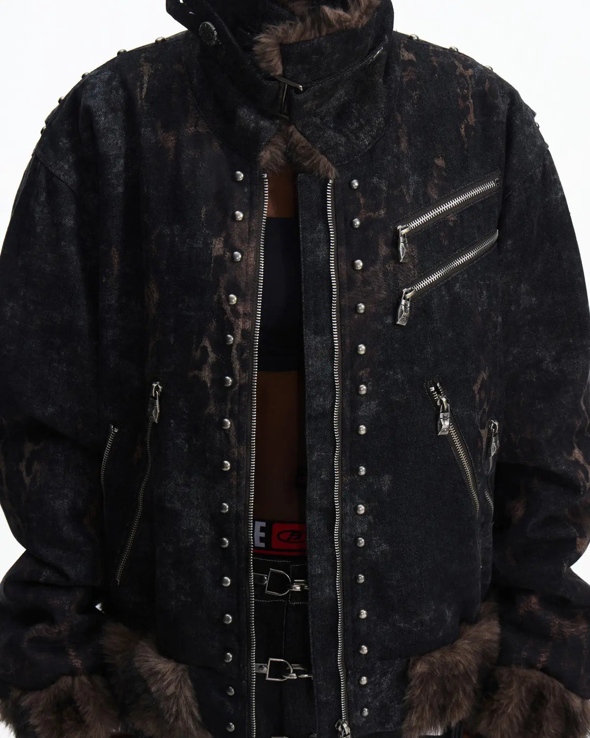 Peoplesense Faux Fur Leopard Print Bomber