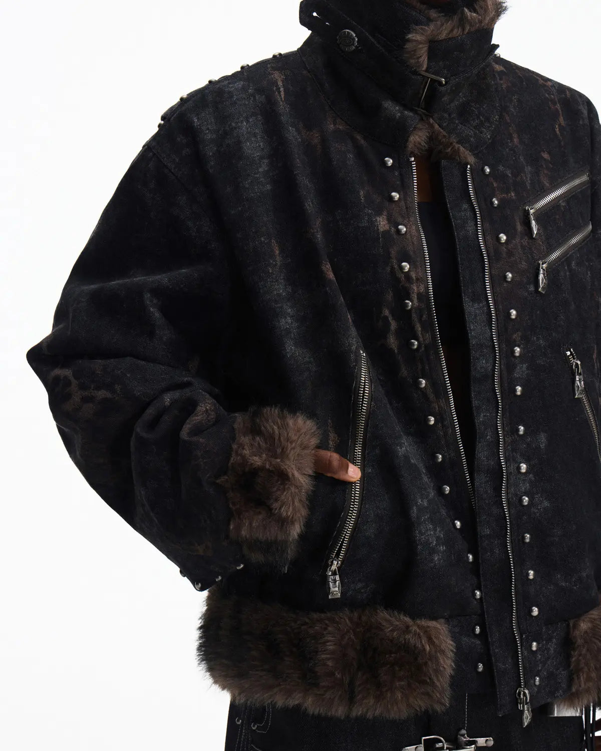 Peoplesense Faux Fur Leopard Print Bomber