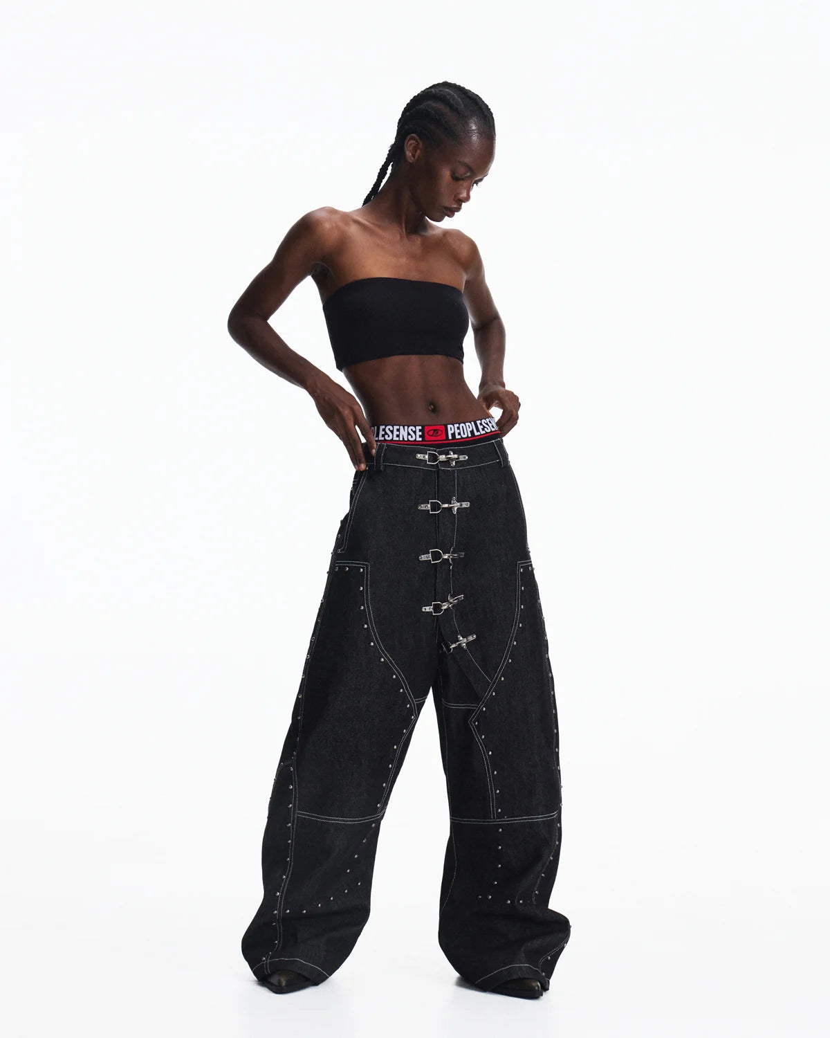 Peoplesense Angled Rivet Raw Denim Jeans