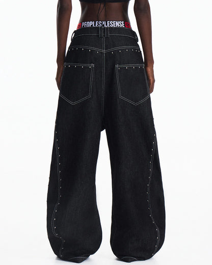 Peoplesense Angled Rivet Raw Denim Jeans