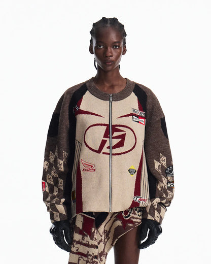 Peoplesense Embroidered Heathered Racing Sweater