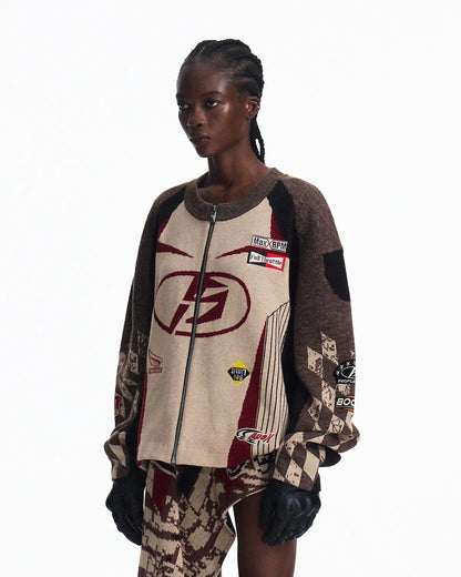 Peoplesense Embroidered Heathered Racing Sweater