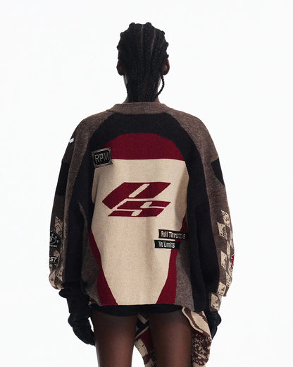 Peoplesense Embroidered Heathered Racing Sweater