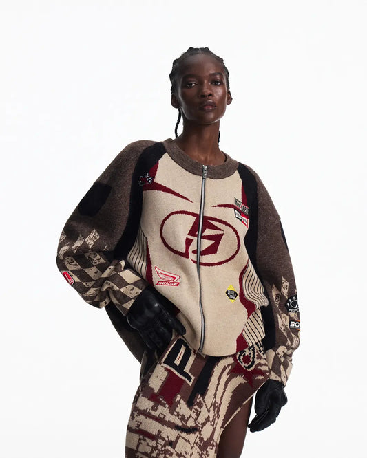 Peoplesense Embroidered Heathered Racing Sweater