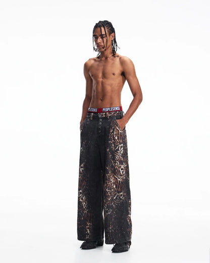 Peoplesense Mixed Animal Print Straight-Leg Pants