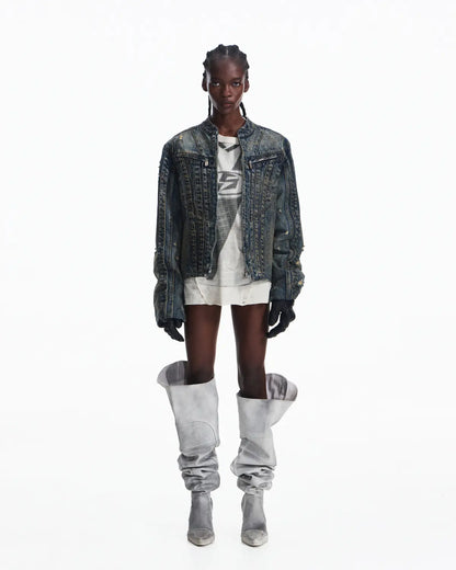 Peoplesense Racer Distressed Plaid Jacket