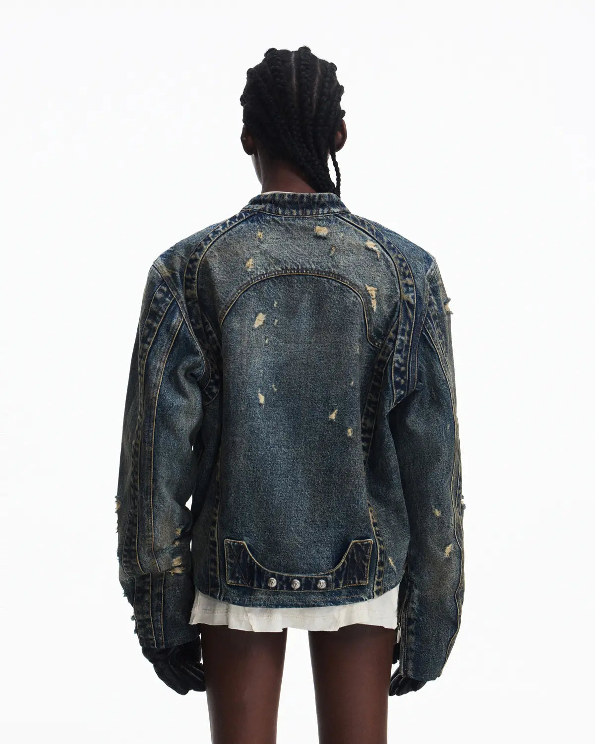 Peoplesense Racer Distressed Plaid Jacket