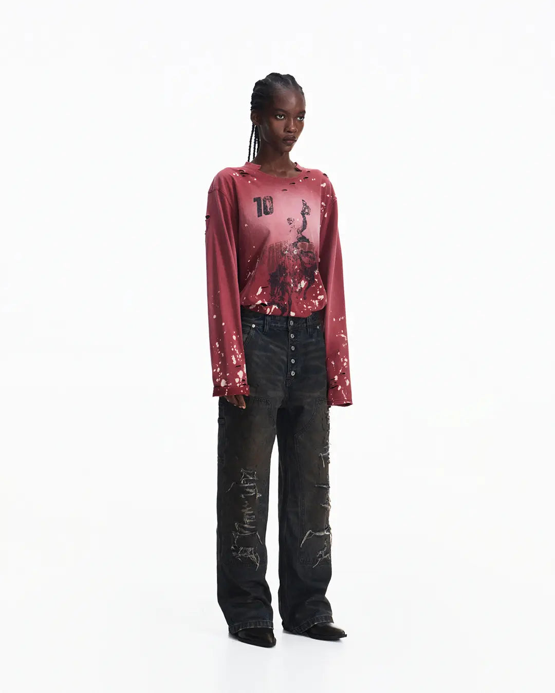 Peoplesense Hand-Cut&Splatter-Dyed Racing Tee