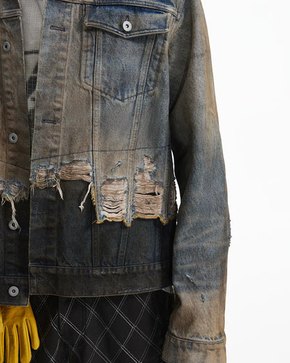 Peoplesense Vintage Two-Tone Fringed Denim Trucker