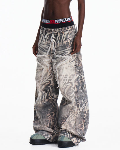 Peoplesense Worn-In Animal Print Curved Pants